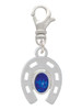 Horseshoe with Oval Blue Crystal Clip On Charm