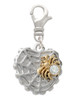Spider Web Heart with Gold Tone Crystal Spider Clip On Charm