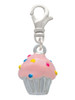 3-D Pink Cupcake with Sprinkles Clip On Charm