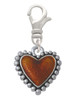 Translucent Brown Heart with Beaded Border Clip On Charm