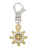 Gold Tone Mini Crystal Ship Wheel Clip On Charm