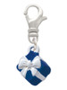 Small 3-D Blue Present Box with Bow Clip On Charm