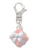 Small 3-D Pink Present Box with Bow Clip On Charm
