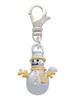 Snowman with Gold Tone Scarf and Crystal Buttons Clip On Charm