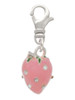 Large 3-D Pink Strawberry with Crystals Clip On Charm
