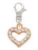 Rose Gold Tone Crystal Open Heart Clip On Charm