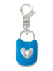 Hot Blue Enamel Lock with Clear Crystals Clip On Charm