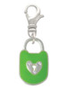 Lime Green Enamel Lock with Clear Crystals Clip On Charm