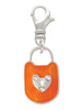 Hot Orange Enamel Lock with Clear Crystals Clip On Charm