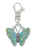 Lime Green & Blue Butterfly Clip On Charm