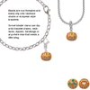 Small Orange Jack O'Lantern with Stem Clip On Charm
