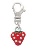 Mini Red Strawberry with Clear Crystals Clip On Charm