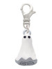 3-D White Ghost with Black Crystals Clip On Charm