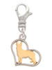 Two Tone German Shepard Silhouette Heart Clip On Charm