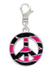 Large Hot Pink Tiger Print Peace Sign Clip On Charm