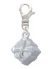 3-D Present Box with Bow and Crystal Clip On Charm