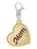 Gold Tone Script Mom Heart Clip On Charm