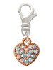 Small Rose Gold Tone Heart with Clear AB Crystals Clip On Charm