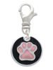 Pink Paw on Black Disc Clip On Charm