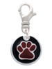 Maroon Paw on Black Disc Clip On Charm