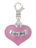 Baby Girl Pink Heart with Baby Feet Clip On Charm