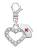 Small Crystal Heart with Nurse Hat Clip On Charm