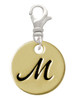 Large Gold Tone Disc Letter - M - 3/4'' Clip On Charm