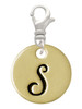 Large Gold Tone Disc Letter - S - 3/4'' Clip On Charm