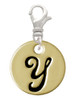 Large Gold Tone Disc Letter - Y - 3/4'' Clip On Charm