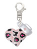Pink Cheetah Print Heart with Nurse Hat Clip On Charm