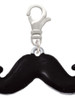 Large Black Enamel Mustache Clip On Charm