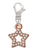 Open Rose Gold Tone Star with Clear Crystals Clip On Charm