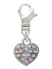 Small Heart with Clear AB Crystals Clip On Charm