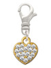 Small Gold Tone Heart with Clear Crystals Clip On Charm