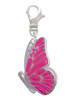 Large Translucent Hot Pink Flying Butterfly Clip On Charm
