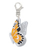 Large Orange & Black Flying Butterfly Clip On Charm
