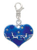 Large Blue Flying Santa Heart with AB Crystals Clip On Charm
