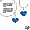 Large Blue Flying Santa Heart with AB Crystals Clip On Charm
