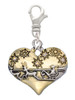 Large Flying Santa on Gold Tone Heart Clip On Charm