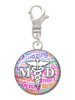 Domed Multi Color MD Clip On Charm