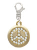 Gold Tone Disc with Crystal Peace Sign Clip On Charm