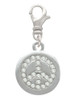Disc with Crystal Peace Sign Clip On Charm
