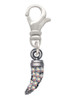 Black Nickel Tone Small AB Crystal Sabre Tooth Clip On Charm
