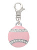 Pink Softball with Clear Crystal Stitching Clip On Charm