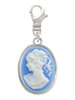 Small Blue Oval Cameo Clip On Charm