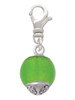 12mm Lime Green - Roller Spinner with Silver Tone Lining Glass Spinner Clip On Charm