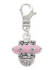 Crystal Pink Spinner Clip On Charm