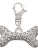 Large Clear Crystal Dog Bone Clip On Charm