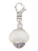 Opaque White Faceted Glass Spinner Clip On Charm