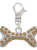 Large Brown Crystal Dog Bone Clip On Charm